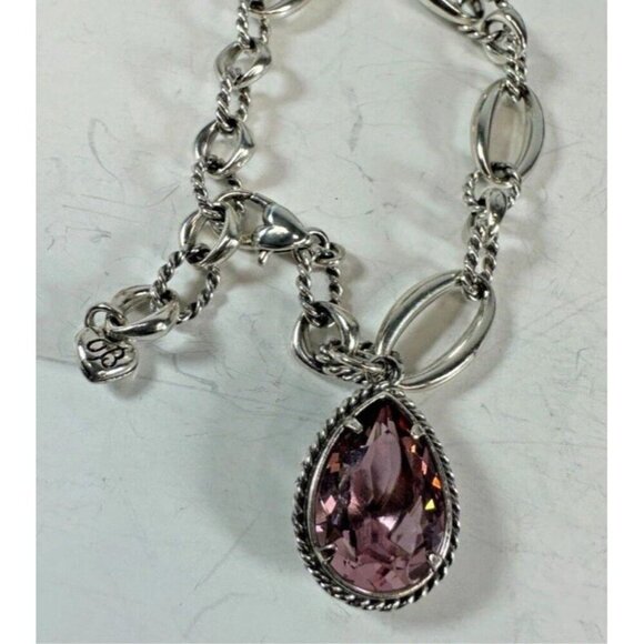 Brighton 2014 Power of Pink Breast Cancer Silver Ribbon Crystal Bracelet - Picture 1 of 8